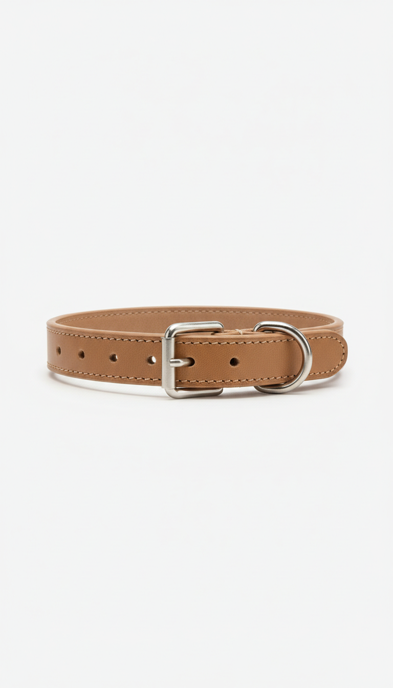 Leather Dog Collar in Almond Milk