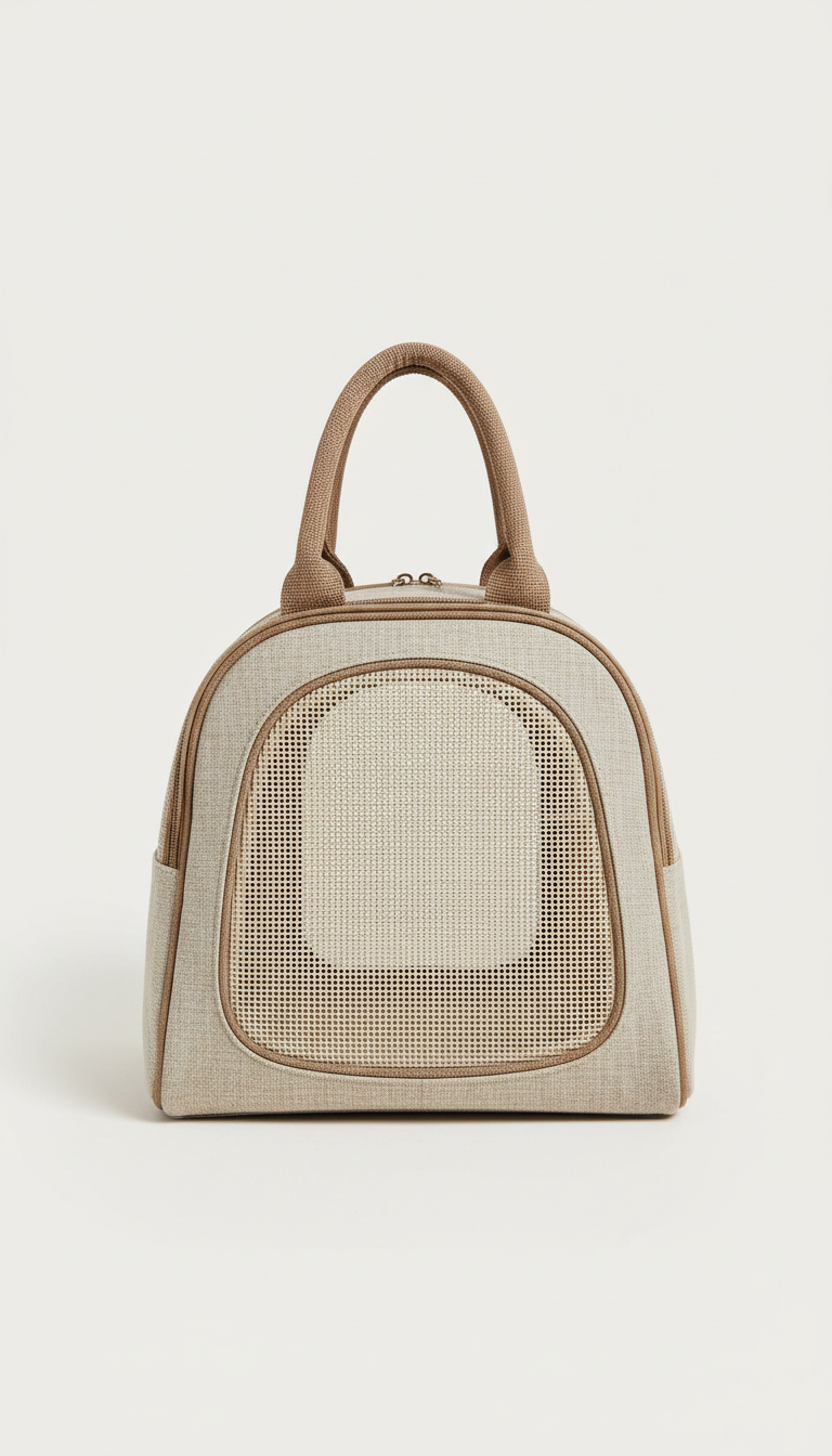 Designer Linen Pet Carrier in Oat