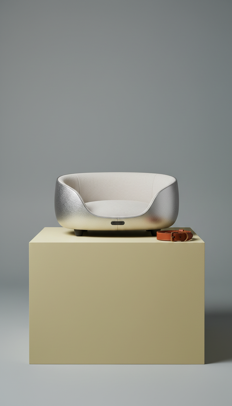 Frosted silver designer pet bed