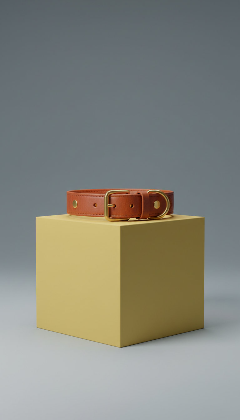 Burnt sienna leather pet collar